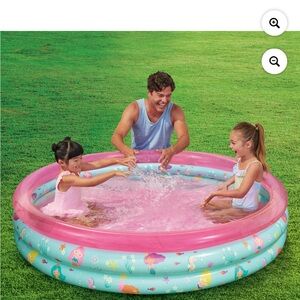 Bluescape Pink 3-Ring Inflatable Kids Swimming Pool, Round 2+ Ages Pink Mermaid